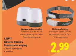 Lidl CRIVIT Linterna frontal / Lámpara de camping oferta