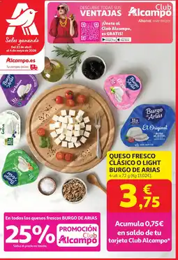 Alcampo BURGO DE ARIAS Queso fresco clásico o light oferta