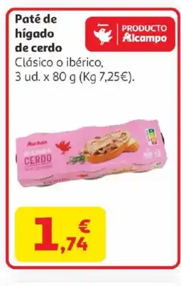 Alcampo Paté de hígado de cerdo oferta