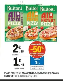 E.Leclerc BUITONI Pizza airfryer mozzarella, burguer o salame oferta