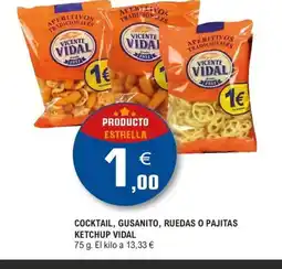 E.Leclerc VIDAL Cocktail, gusanito, ruedas o pajitas ketchup oferta