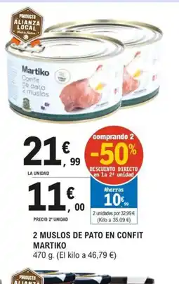 E.Leclerc MARTIKO 2 muslos de pato en confit oferta