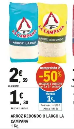 E.Leclerc LA CAMPANA Arroz redondo o largo oferta