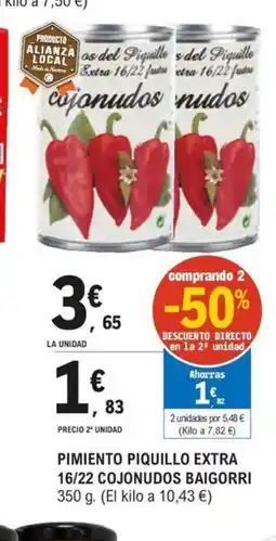 E.Leclerc BAIGORRI Pimiento piquillo extra 16/22 cojonudos oferta