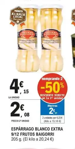 E.Leclerc BAIGORRI Espárrago blanco extra 9/12 frutos oferta