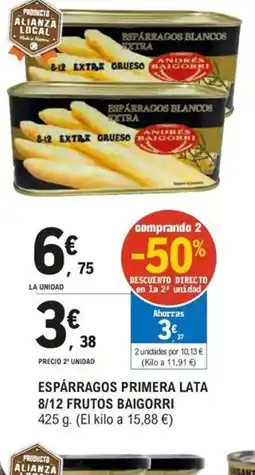 E.Leclerc BAIGORRI Espárragos primera lata 8/12 frutos oferta
