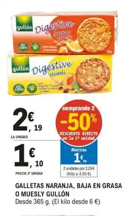 E.Leclerc GULLÓN Galletas naranja, baja en grasa o muesly oferta