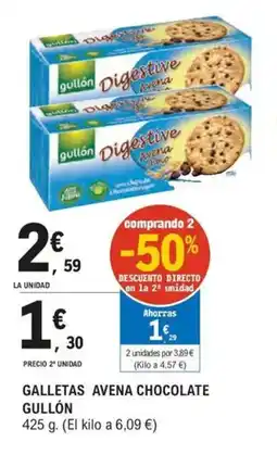 E.Leclerc GULLÓN Galletas avena chocolate oferta