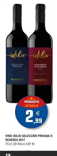 E.Leclerc Vino idilio selección privada o reserva 2017 oferta