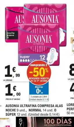 E.Leclerc AUSONIA Ultrafina compresa alas noche oferta