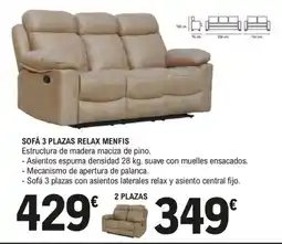 E.Leclerc Sofá 3 plazas relax menfis oferta