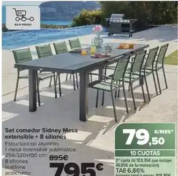 Carrefour Set comedor sidney mesa extensible + 8 sillones oferta
