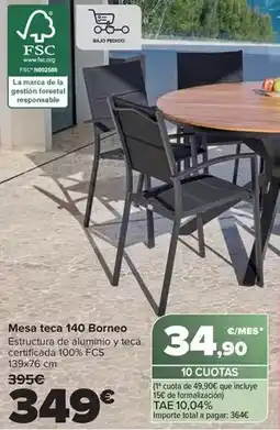 Carrefour Mesa teca 140 borneo oferta