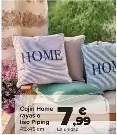Carrefour Cojin home rayas o liso piping oferta