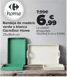 Carrefour Carrefour home - bandeja de madera verde o blanca oferta