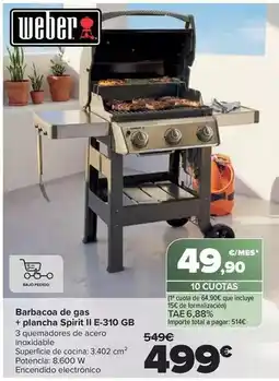 Carrefour Weber - barbacoa de gas + plancha spirit ii e-310 gb oferta