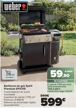 Carrefour Weber - barbacoa de gas spirit premium epx315 oferta