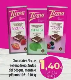 Spar La Palma Tirma - chocolate c/leche relleno fresa, frutas del bosque, menta o plátano oferta