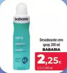 Spar La Palma Babaria - desodorante cero spray oferta