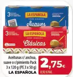 Spar Tenerife La española - aceitunas r/ anchoa, suave o r/pimiento pack oferta