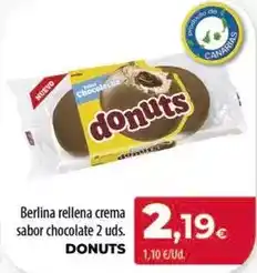 Spar Tenerife Donuts - berlina rellena crema sabor chocolate oferta