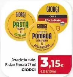 Spar Tenerife Giorgi - cera efecto mate, pasta o pomada oferta