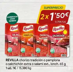 Masymas Revilla - chorizo tradición o pambolna o salchichon extra o salami ext., lonch oferta