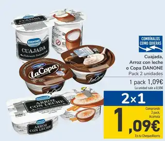Carrefour Cuajada, arroz con leche o copa danone oferta