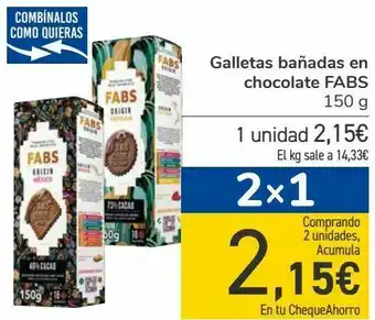 Carrefour Galletas bañadas en chocolate fabs oferta