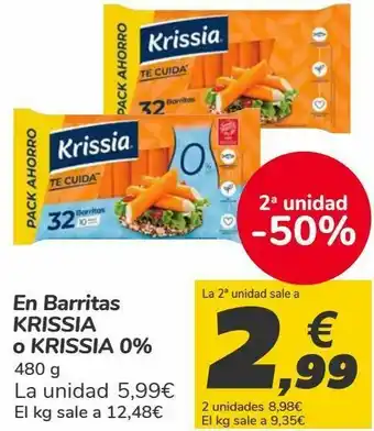 Carrefour En barritas krissia o krissia 0% oferta