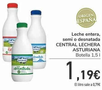 Carrefour Leche entera, semi o desnatada central lechera asturiana oferta