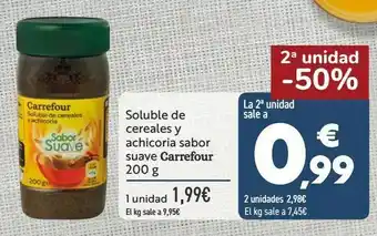 Carrefour Soluble de cereales y achicoria sabor suave carrefour oferta