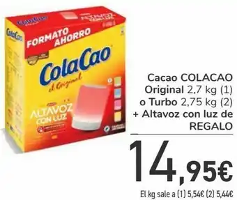 Carrefour Cacao colacao original o turbo + altavoz con luz de regalo oferta