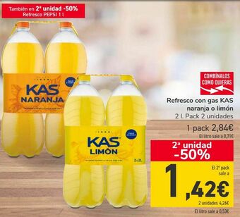 Carrefour Refresco con gas kas naranja o limón oferta