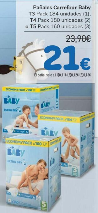Carrefour Pañales carrefour baby t3, t4 o t5 oferta