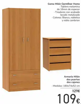 Carrefour Armario milán dos puertas dos cajones oferta
