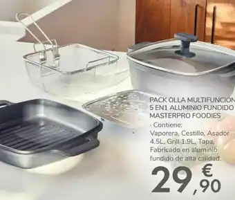 Carrefour Pack olla multifunción 5 en 1 aluminio fundido masterpro foodies oferta