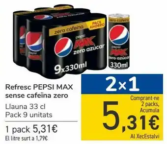 Nespresso Refresco pepsi max sin cafeína zero oferta