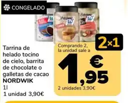 Supeco NORDWIK Tarrina de helado tocino de cielo, barrita de chocolate o galletas de cacao oferta