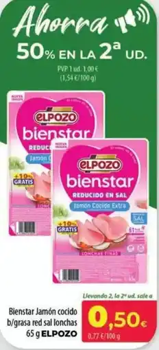 Spar La Palma Elpozo - bienstar jamón cocido b/grasa red sal lonchas oferta