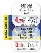 Cuevas Cash Tampax - compak super plus oferta