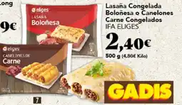 Gadis IFA ELIGES Lasaña Congelada Boloñesa o Canelones Carne Congelados oferta