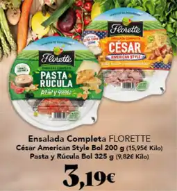 Gadis FLORETTE Ensalada Completa César American Style Bol Pasta y Rúcula Bol oferta