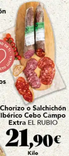 Gadis EL RUBIO Chorizo o Salchichón Ibérico Cebo Campo Extra oferta