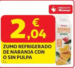 Alcampo Zumo refrigerado de naranja con o sin pulpa oferta
