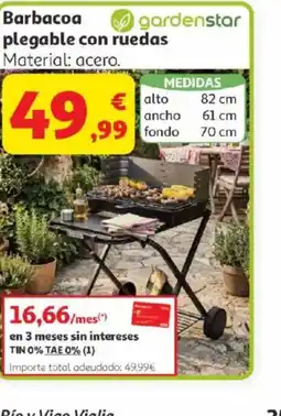 Alcampo GARDENSTAR Barbacoa plegable con ruedas oferta
