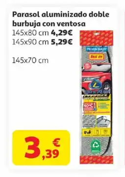 Alcampo Parasol aluminizado doble burbuja con ventosa oferta