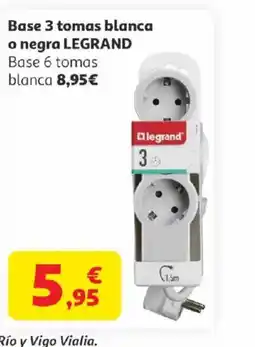 Alcampo LEGRAND Base 3 tomas blanca o negra oferta