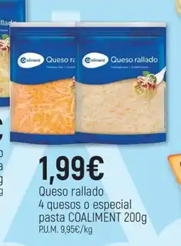 CoMarket COALIMENT Queso rallado 4 quesos o especial pasta oferta