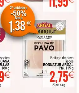 Supermercados Aquí BONNATUR ARGAL Peituga de pavo liscos oferta